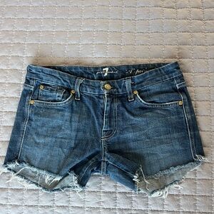 7 For All Mankind Distressed Blue Jean Shorts